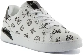 Guess Rheaa Zapatillas de deporte sintéticas con encaje 4G Peony Logo estampado para mujer en blanco negro